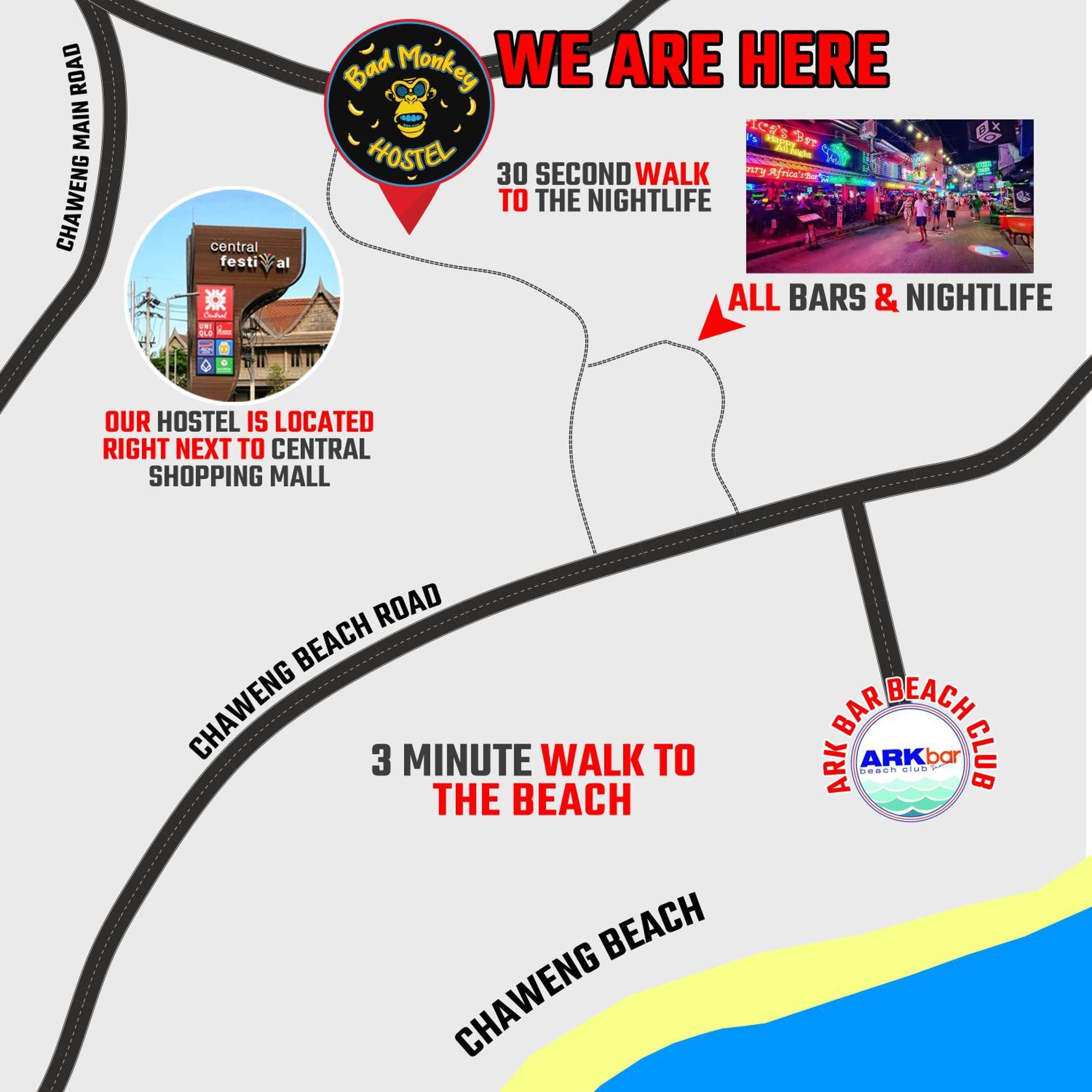 Bad Monkey Samui Hostel หาดเฉวง ภายนอก รูปภาพ
